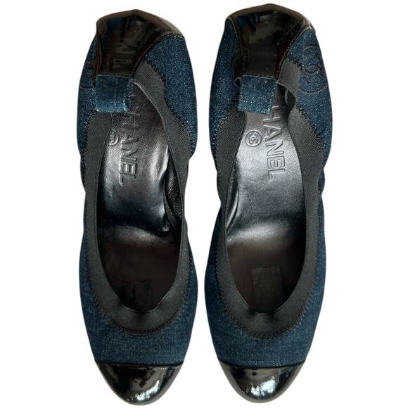 Chanel Vintage Blue Interlocking CC Logo Demin Pumps, IT 38/US8 - Picture 3 of 15